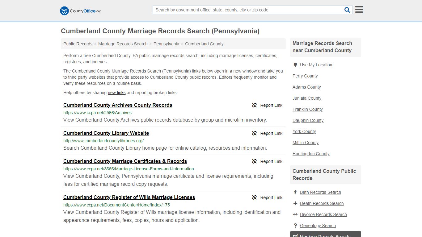 Marriage Records Search - Cumberland County, PA (Marriage ...